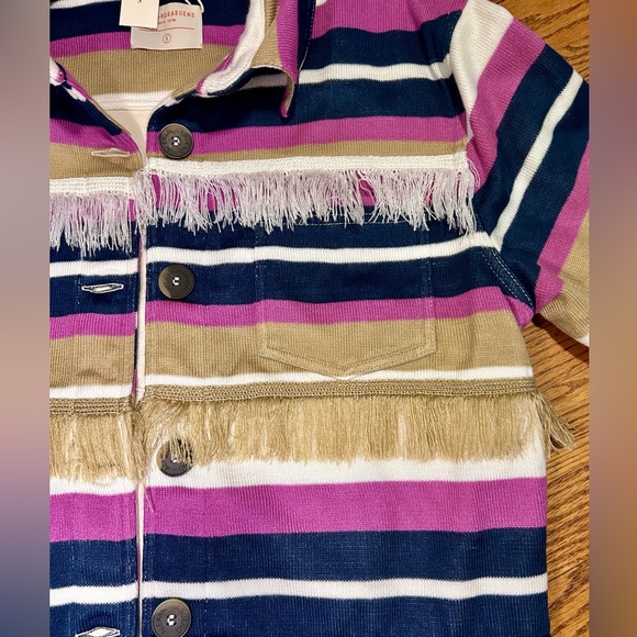 NWT Anthropologie Alexandra Bueno Fringe Western Cowboy Striped Coat Jacket - Picture 6 of 8